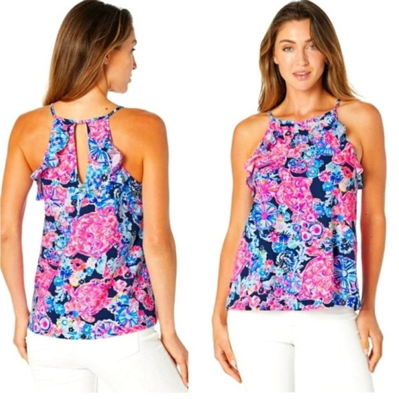 Lilly Pulitzer Billie High Tide Turtle print top - Picture 2 of 6
